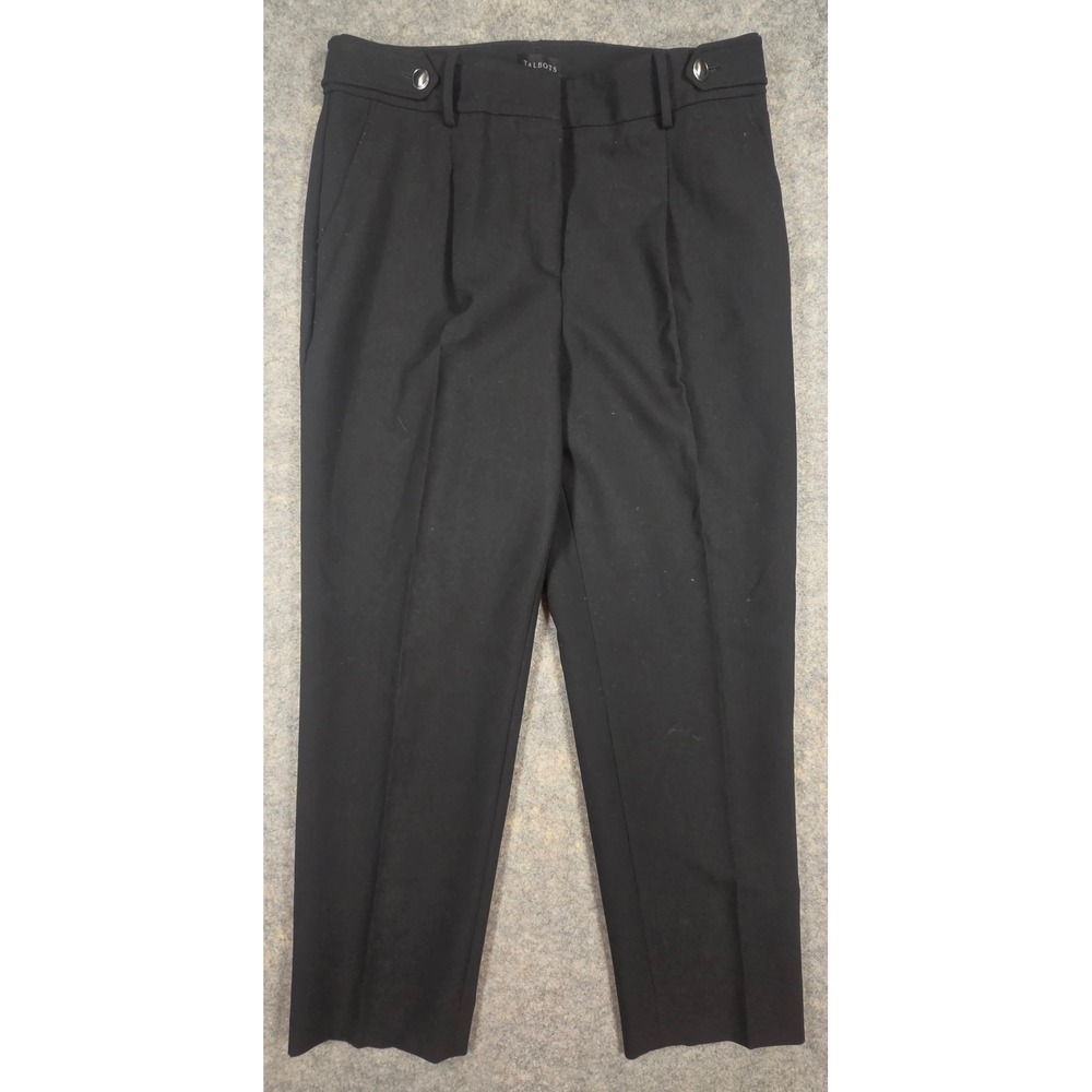 Talbots Black Pleated Straight Leg Dress Pants Womens Size 10 Stretch Trousers